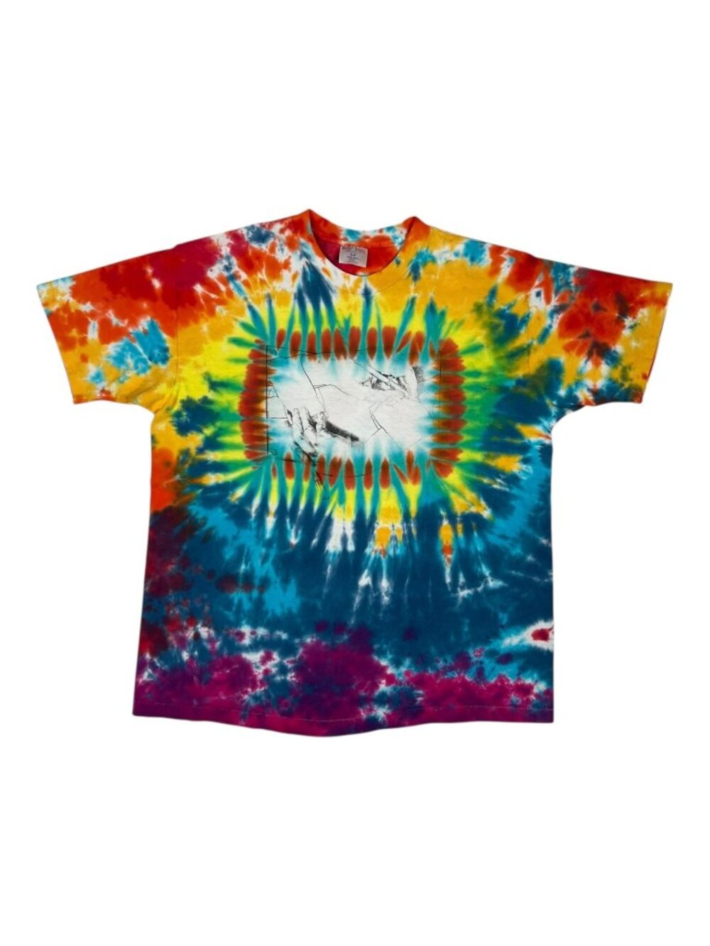 Vintage MC Escher Tie Dye T-Shirt Size XL Single Stitch Drawing Hands Art